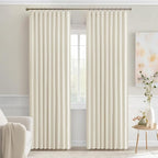 MIULEE Beige White Back Tab Blackout Curtains 84 Inch Length 2 Panels Set - Image 9