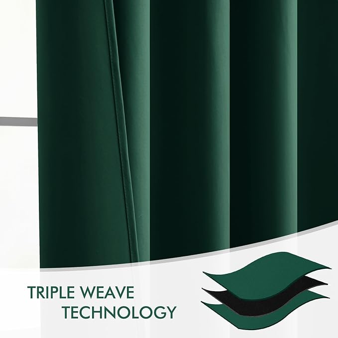 MIULEE Christmas Hunter Green Back Tab Blackout Curtains 90 Inches Long 2 - Image 7