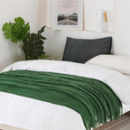 BOURINA Green Throw Blanket 60x80 Inches Throw Textured Solid Soft Sofa Throw - Image 4