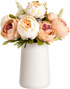 Queen Bee Silk Peony Bouquet with Ceramic Vase Included Large Size 14" Wedding Centerpiece Events Birthday Gift Bridal Baby Shower Floral Arrangement Artificial Fake Flowers (Champagne)