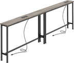 SUPERJARE 78.8 inch Narrow Behind Couch Table with 2 Charging Stations