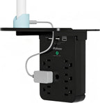 Wall Outlet Extender with Surge Protector, 6 AC Outlets, with Shelf