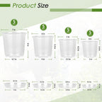 FUIJOL 4/5/6/7 Inch Clear Nursery Pots for Plants with Sacuers 20 Pack, Plastic Flower Pots with Drainage Holes, Variety Pack Seedlings Garden Pot for Indoor Outdoor (4+5+6+7 inch)