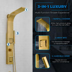 ANZZI 39" Shower Panel, Brushed Gold, Jetted