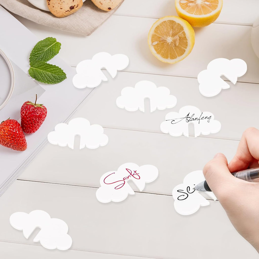 60 Pcs Acrylic Cloud Drink Markers Cloud Shape Party Drink Tags Cloud Shape Goblet Markers Blank Acrylic Party Drink Tags For Bar Wedding Birthday Wine Tasting Party Accessories,3 Design