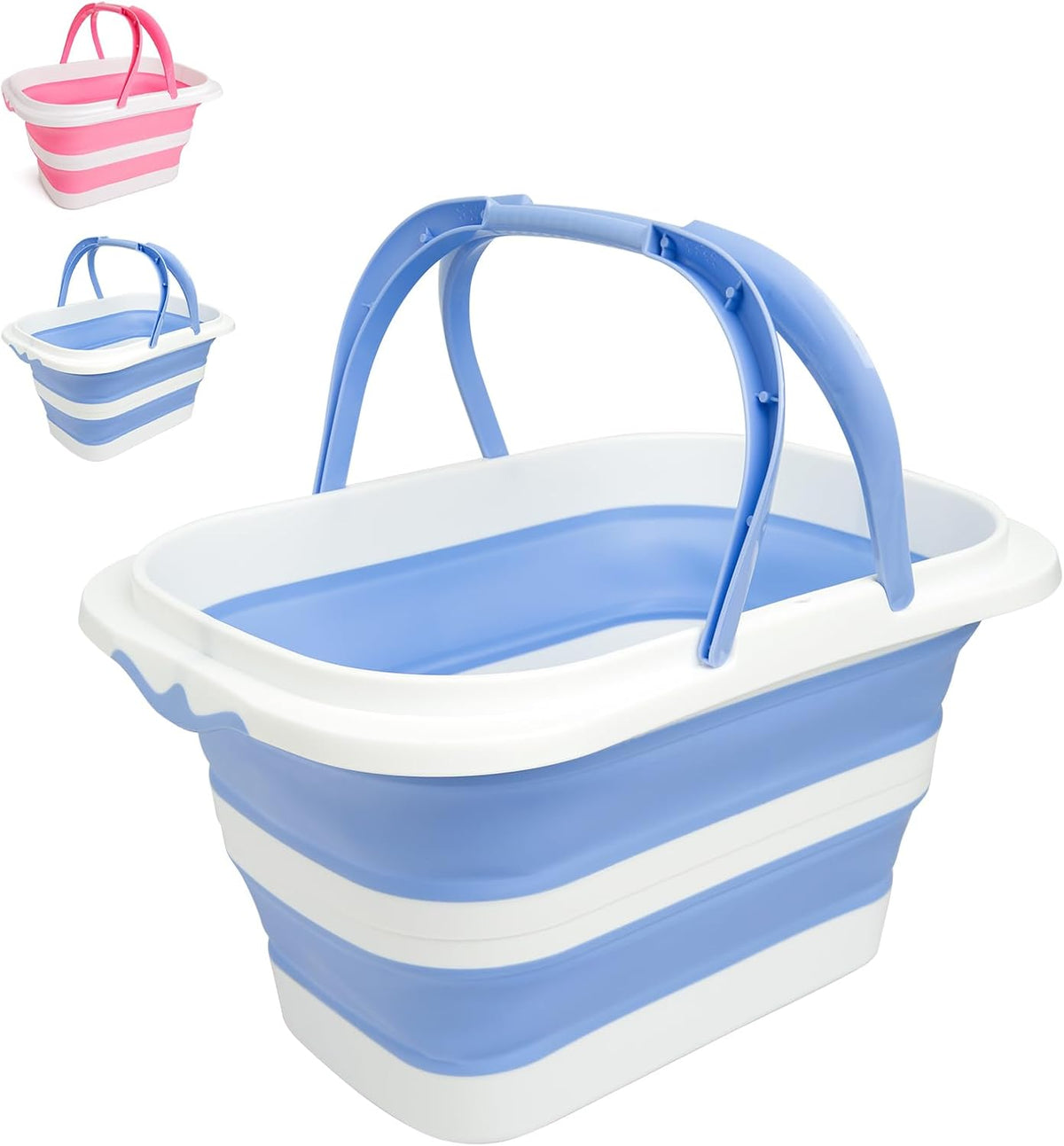 Collapsible Mop Bucket 4.2 Gallon(16L)-Pink White