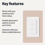 Amazon Basics Smart Dimmer Switch and Remote for Music and Routines, Works with Alexa Only, Compatible Echo Devices Required, Easy Setup, No Wiring Required, Handheld