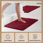GORILLA GRIP Bath Rug Mat for Bathroom, Absorbent Chenille, 24x17 Burgundy