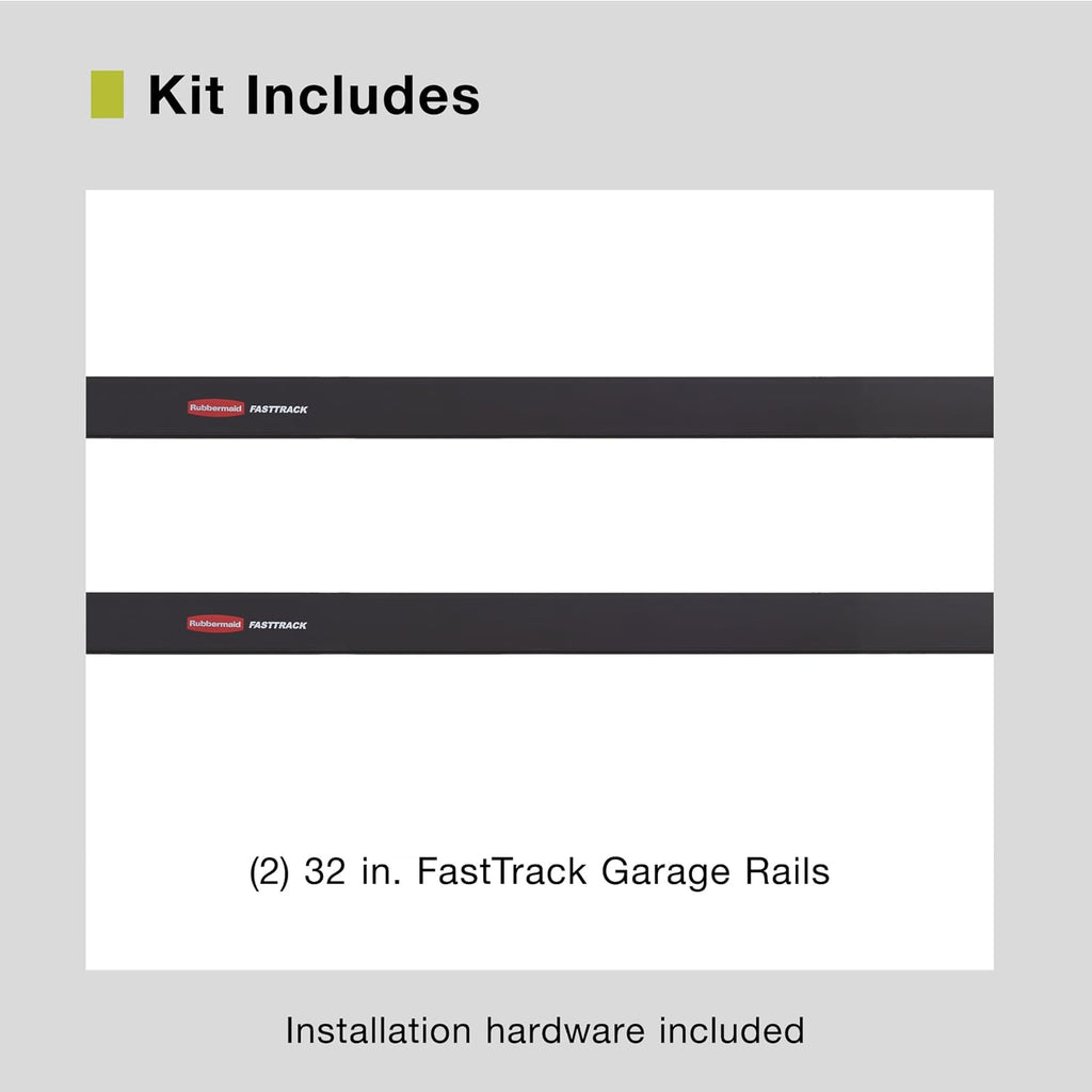 Rubbermaid Fasttrack Wall Mounted Storage and Organization System Rail Horizontal 48" 2-Pack Holds up to 1750 pounds Each Rail for Home/Garage Storage and Organization