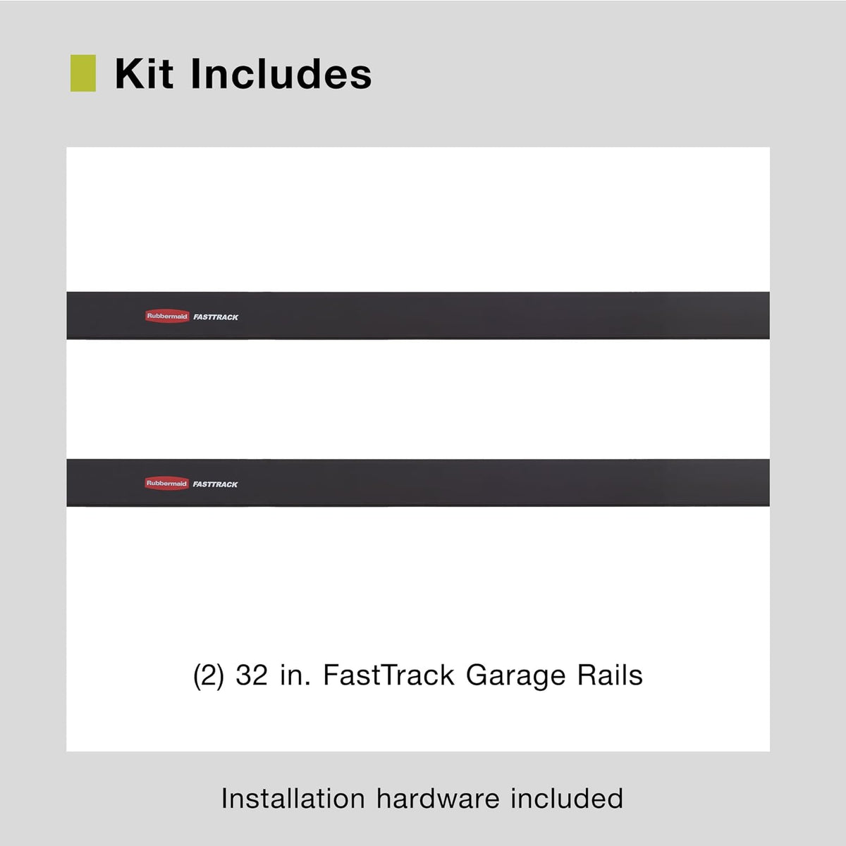 Rubbermaid Fasttrack Wall Mounted Storage and Organization System Rail Horizontal 48" 2-Pack Holds up to 1750 pounds Each Rail for Home/Garage Storage and Organization