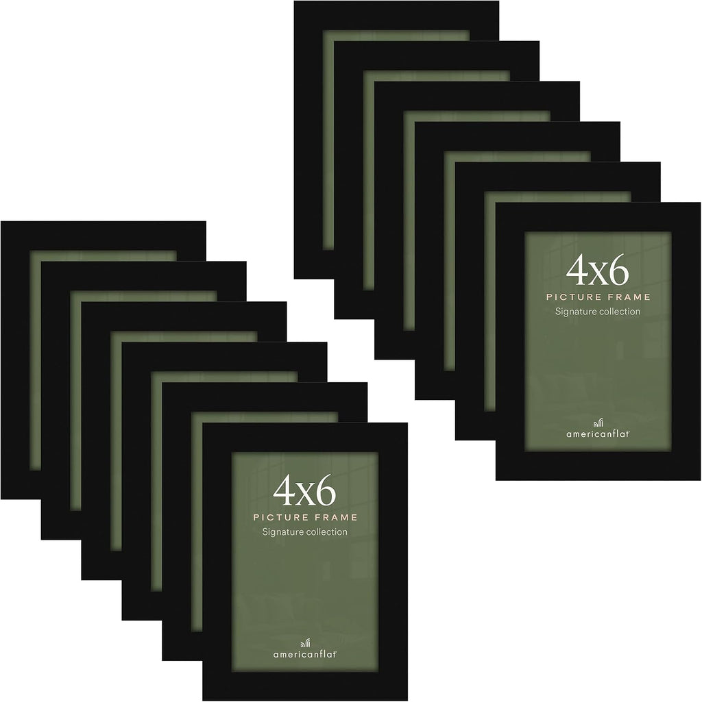 Americanflat 6x6 Picture Frame with Polished Plexiglass - Set of 12 - Signature Collection - Picture Frames with Engineered Wood - Square Frame for Tabletop and Wall Display - Black