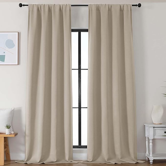 Simplebrand Biscotti Beige Blackout Curtains by Simplebrand