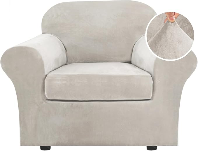 H.VERSAILTEX Rich Polyester Spandex Blend 2 Piece Cover Chair Slipcover Sofa by HVERSAILTEX