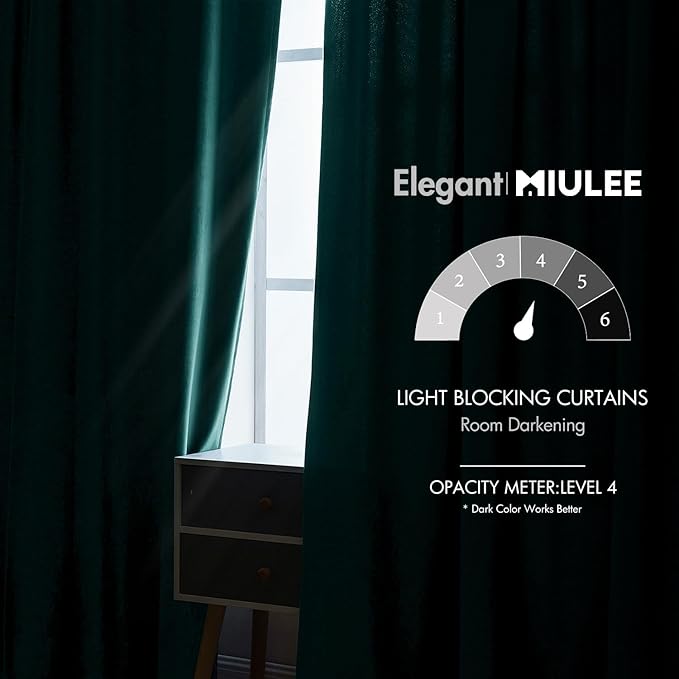 MIULEE Velvet Curtains 96 inches 2 Panels - Image 5