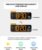 Digital Wall Clock, Digital Clock Large Display with Remote Control, Corded LED Alarm Clocks with Date, Week, Temp, Humidity, Auto DST, Countdown, for Living Room Bedroom Classroom Office (Orange)