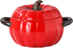 Dutch Oven Pot with Lid, Pumpkin Pottery Dessert Saucepan, Mini Baking Dish Cute Pumpkin Bowl, Covered Dutch Oven Ceramic Stockpot, Pumpkins-Shaped Casserole (Yellow)