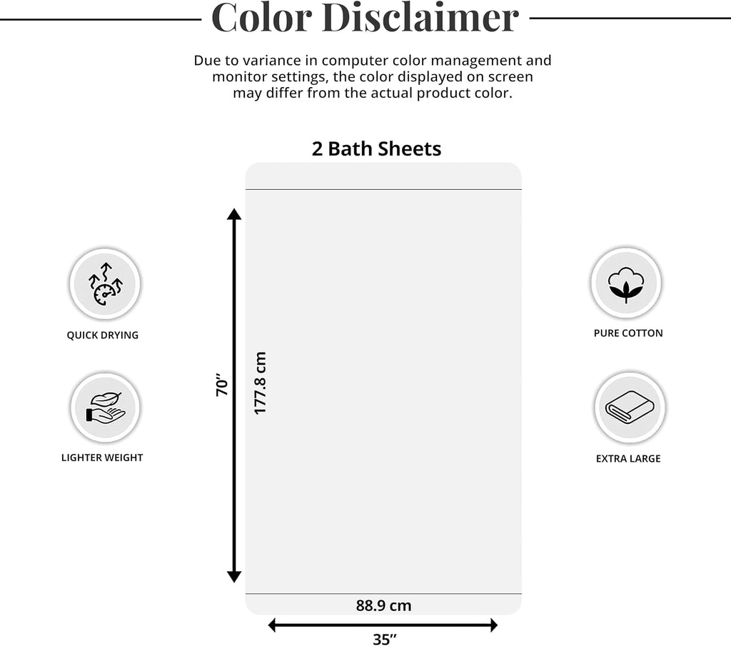 Tens Towels 2 Piece Extra Large Bath Sheets 35 x 70 Inches, Dark Grey
