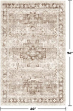 Hazo Haus Washable Neutral Farmhouse Living Room Rug, 5x8 Area Rugs - Image 2
