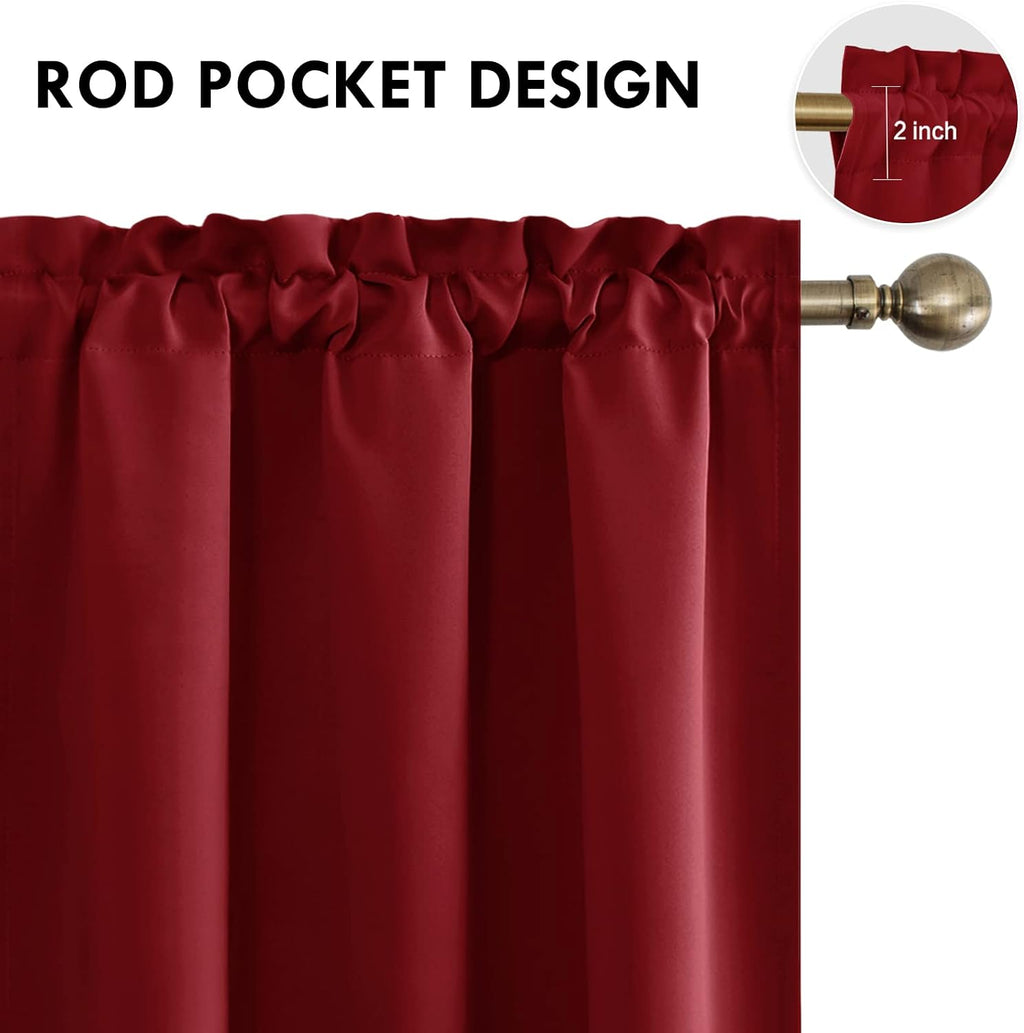 DWCN Blackout Curtains for Bedroom Living Room 42 x 63 Inch Long Burgundy