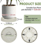 1 Pcs Plant Caddy with Wheels 13.5 Inch Hidden Wheels Heavy Duty Rolling Plant Stand, Indoor Outdoor Plant Saucer Tray with $9.9 Garden Tools (Beige)