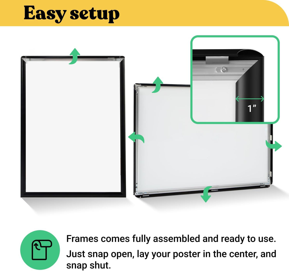 T-SIGN 24x36 Poster Frame - Black Front Snap Frame with Anti-Glare Display
