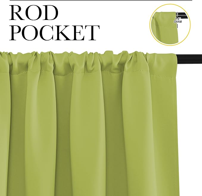NICETOWN Kitchen Curtains, Fresh Green, Short Blackout Curtains & Drapes - Image 2