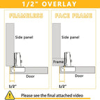 20 Pack Soft Close Cabinet Door Hinges for 1/2 Inch Overlay Cupboard, 105 Degree Opening Angel, Stainless Concealed Kitchen Cabinet Hinges with Mounting Screws, Manual and Door Bumpers