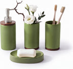 LarqeeWare Ceramic Bathroom Accessories Set 4 Pcs, Matte Bathroom Sink Set