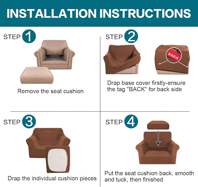 Turquoize 2 Piece Chair Covers Chair Slipcovers - Image 6