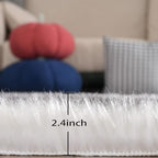 ORINOVA Grey and White Washable Shaggy Round Rug 5ft Circle Faux Sheepskin - Image 2