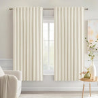MIULEE Beige White Back Tab Blackout Curtains 63 Inch Length 2 Panels Set by MIULEE