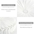 HIG Set of 2 Decorative Round Pleated Throw Pillows, Classy Accent Pumpkin - Image 4