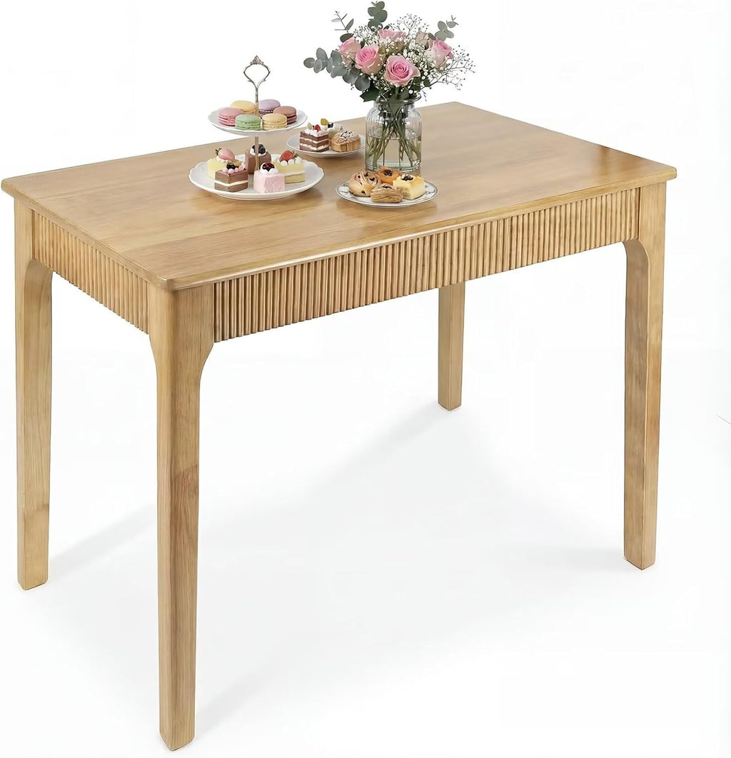 31.5" Solid Wood Dining Room Table,Rectangular Kitchen Real Wooden Table