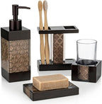 Creative Scents Dahlia Brown 4 Piece Bathroom Accessories Set