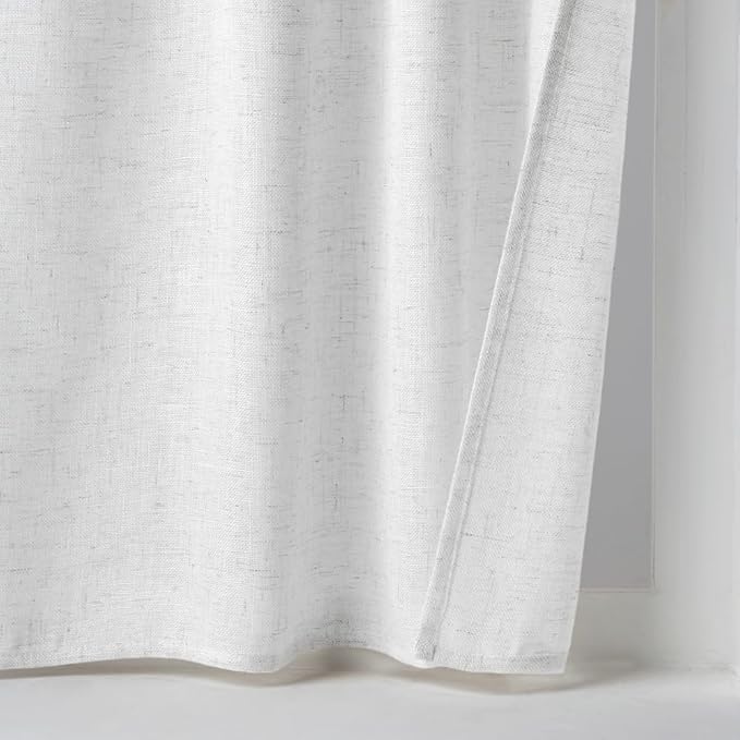 MIULEE White Curtains 36 Inch Length 2 Panels, Soft Thick Linen Textured Semi - Image 7