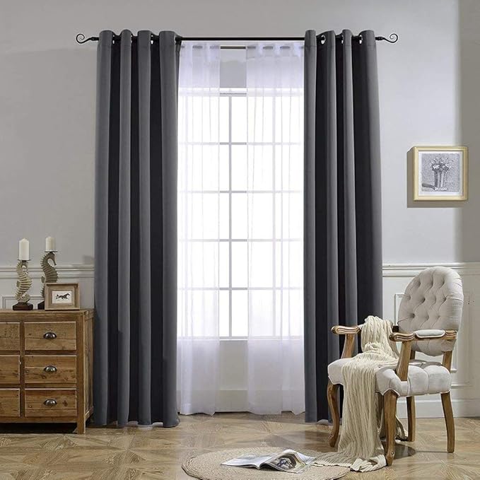 NICETOWN Bedroom Grey Blackout 120 inch Curtains - Image 7
