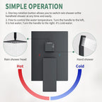SunCleanse Rainfall Shower Faucet Set with High Pressure in Matte Black