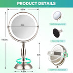 20x Magnifying Mirror with Light-Brushed Nickel