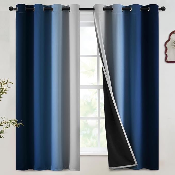 SimpleHome Blue Ombre 100% Blackout Curtains by SimpleHome