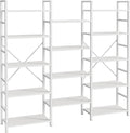 SUPERJARE Triple Bookshelf, Bookcase with 14 Open Display Shelves, Wide Book Shelf Book Case for Home & Office, 5 Tier, White