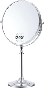 MIYADIVA 20X Magnifying Makeup Mirror,Double Sided 1X & 20X Magnifying Mirror with Stand,Tabletop Magnified Vanity Mirror with 360°Rotation for Bathroom or Bedroom 7.8 Inch