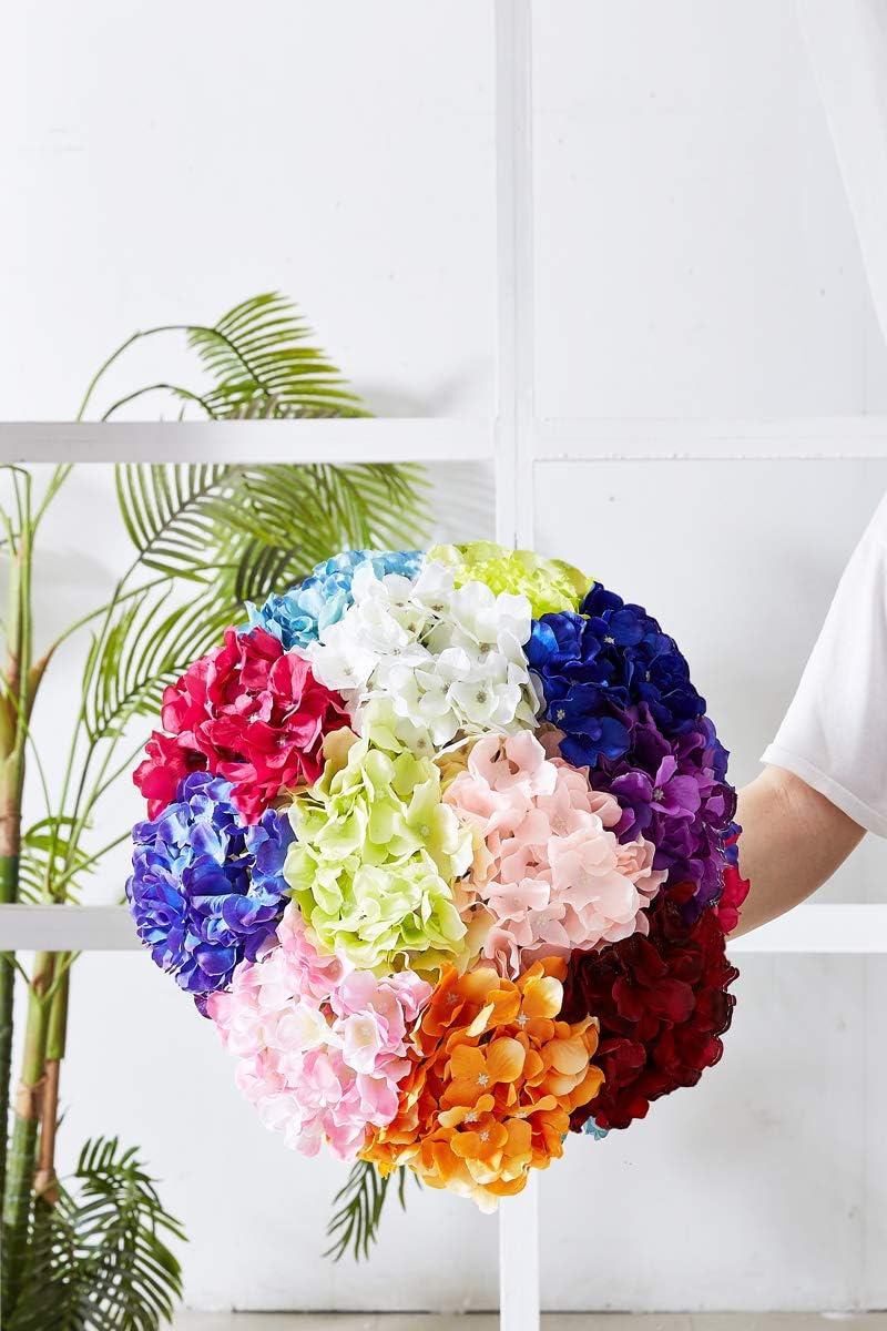Hydrangea Silk Flowers Heads with 10 Stems Burgundy Artificial Hydrangea Flower Head for Wedding Centerpieces Bouquets DIY Floral Decor Home Decoration