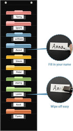 10 Pocket Hanging Wall File Organizer with 10 Nametag Pockets, File Pocket Chart for Classroom and Office. Perfectly Stores Assignments, Files, Scrapbooks, and Documents.