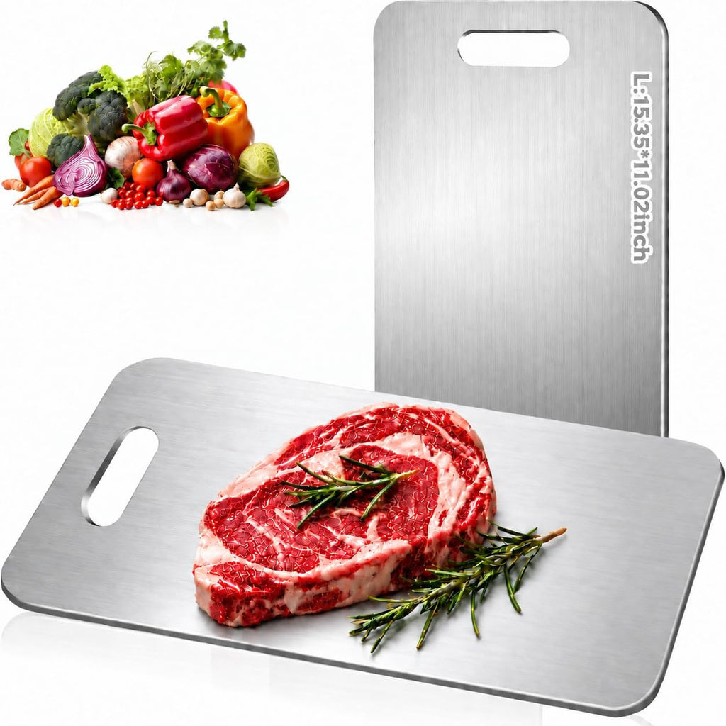 Katori Titanium Cutting Board for Kitchen, 100% Pure Titanium Cutting Boards, Double Sided Non Toxic Titanware Chopping Board for Cutting Meat Vegetable Fruit,Dishwasher Safe(L)