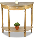Decor Therapy Truro Half Round Console Table, Traditional Entryway Table with Drawer and Lower Shelf, Classic Hall or Sofa Table for Foyer, Living Room, Seadrift