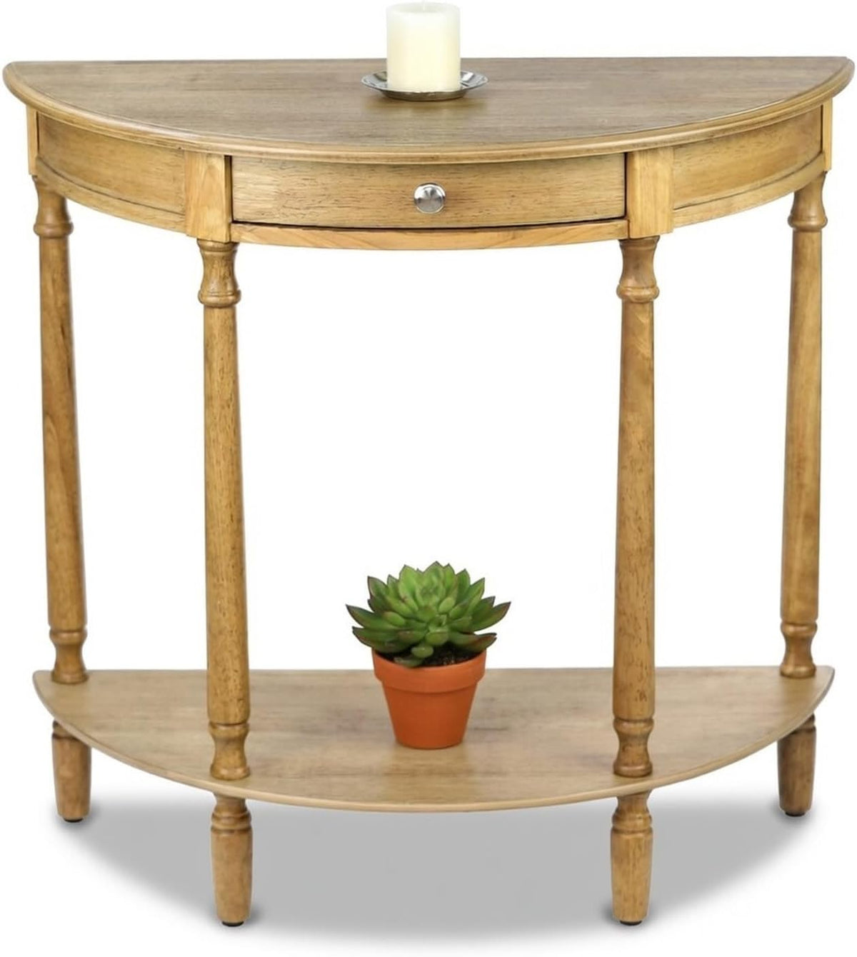 Decor Therapy Truro Half Round Console Table, Traditional Entryway Table with Drawer and Lower Shelf, Classic Hall or Sofa Table for Foyer, Living Room, Seadrift