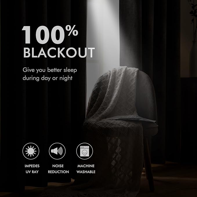 MIULEE Blackout Curtains for Bedroom Polyester Texture Thermal Insulated - Image 3