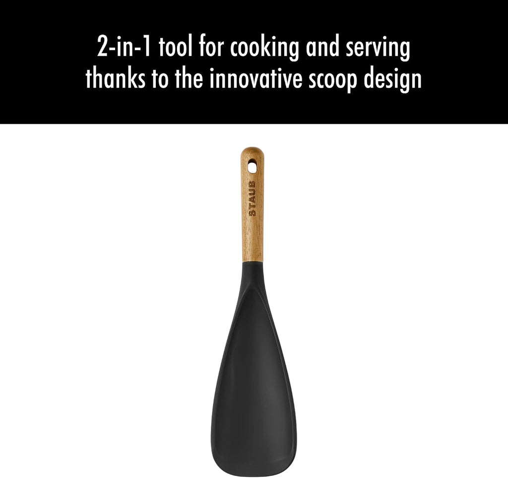 Staub Spatula Spoon with Wood Handle, Multi-Function Kitchen Spoon