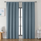Simplebrand Ava Stone Blue Blackout Curtains by Simplebrand