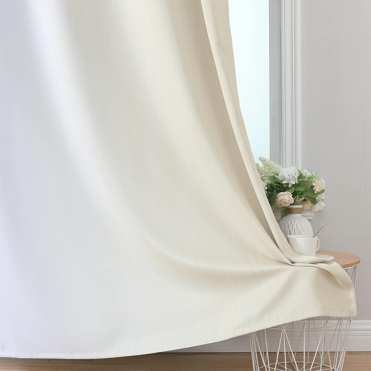 Beige and Greyish White Ombre Blackout Curtains Living Room 84 Inches Long
